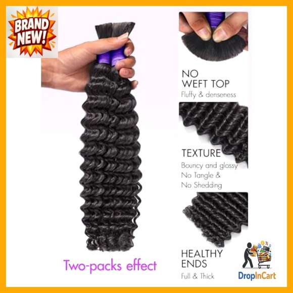 Human Hair Braiding Extensions Deep Wave 18 Inch 100g Boho Braids No Weft
